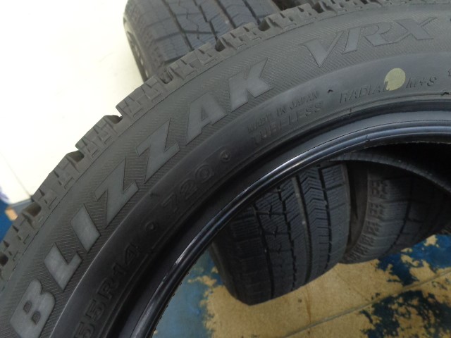 完売)中古極上品 17年製 !!☆165/55R14 72Q ブリヂストン VRX 2本9.5分